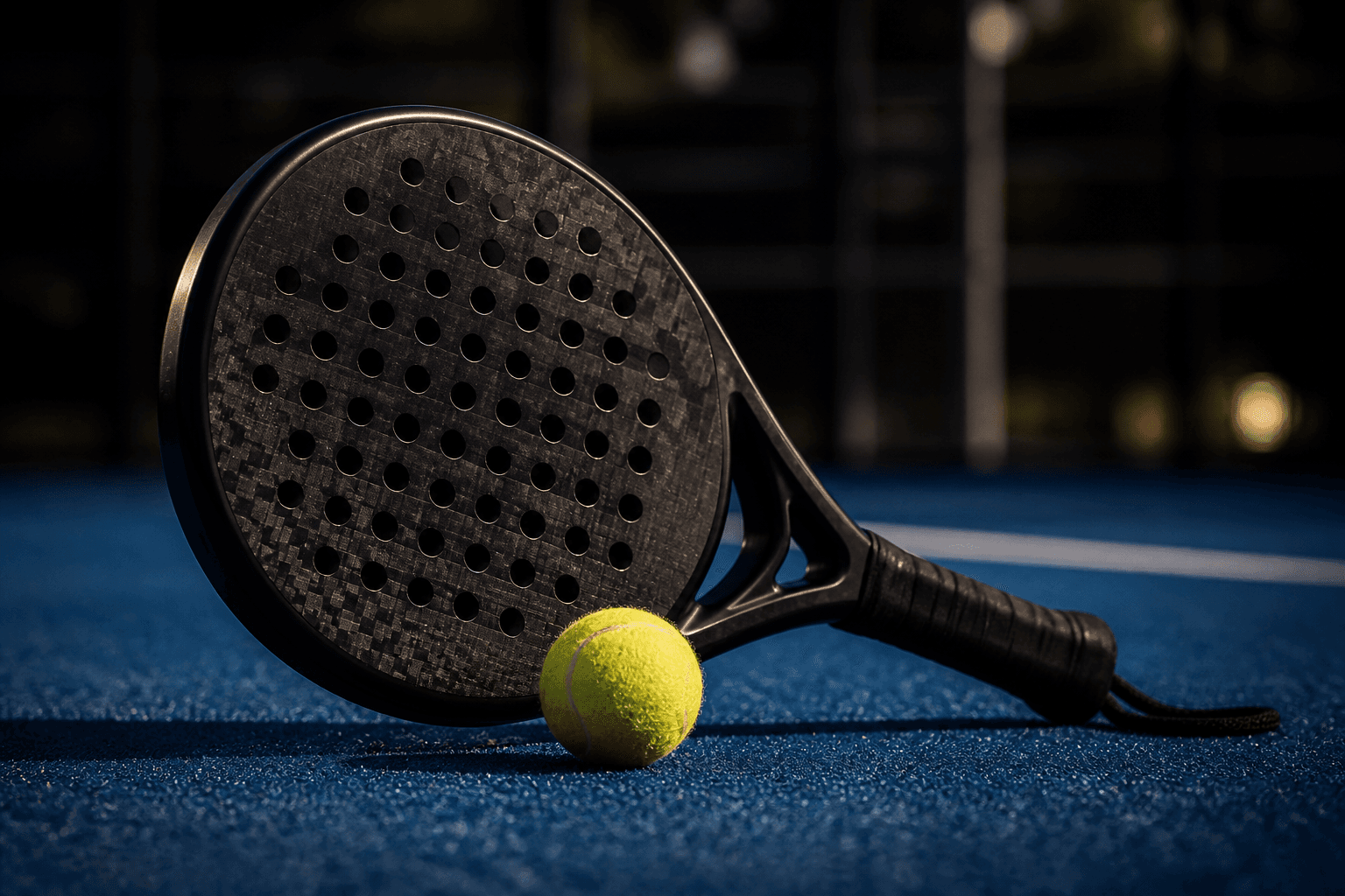 Athlete comparing padel racket options on court